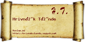 Hrivnák Tünde névjegykártya